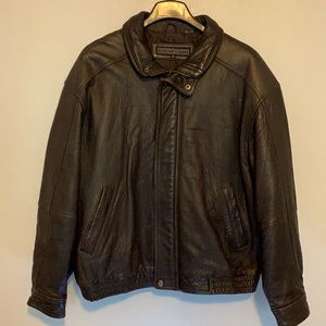 Vintage Genuine Brown Leather bomber jacket XXL